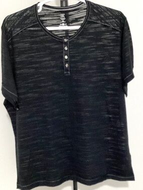 INC International Concepts Men's Henley Shirt - 3XL - Black Slub Eco-Fabric NWOT